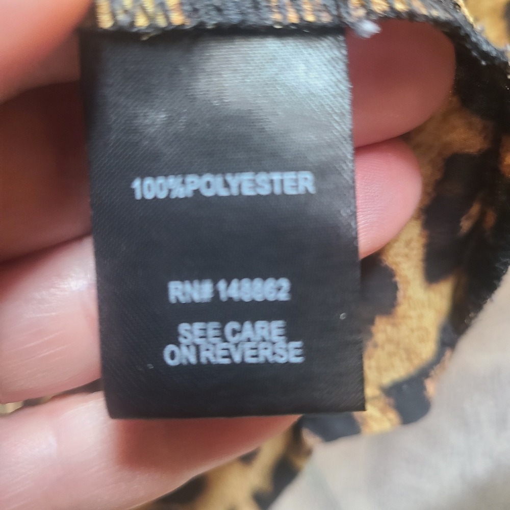Torrid Tunic Button Shirt Womens 4 Plus Brown Leopard Roll Sleeve Semi Sheer - Picture 6 of 10